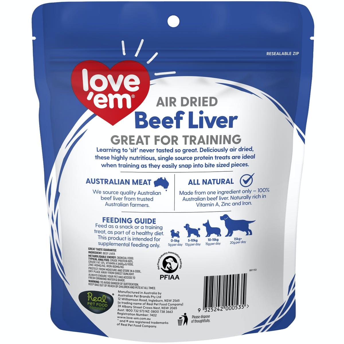 LOVE EM - Air Dried Beef Liver - DE Pet