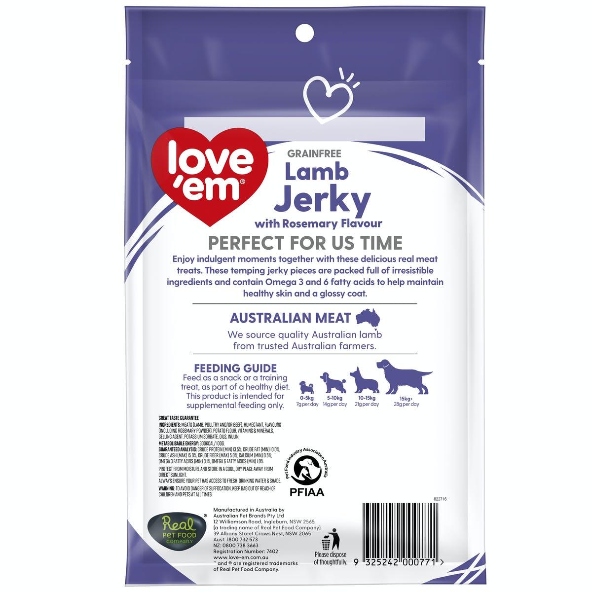LOVE EM - Lamb Jerky With Rosemary - DE Pet