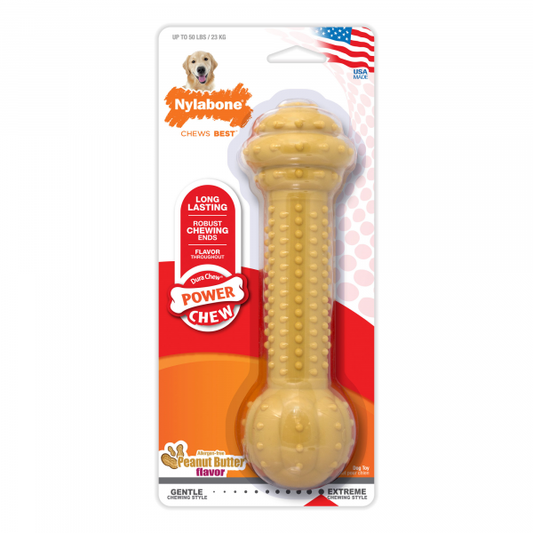 NYLABONE - Peanut Butter Barbell Med/Lge Power Chew
