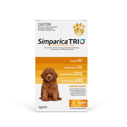 SIMPARICA TRIO 1.3-2.5KG (Yellow) 3 Pack - DE Pet