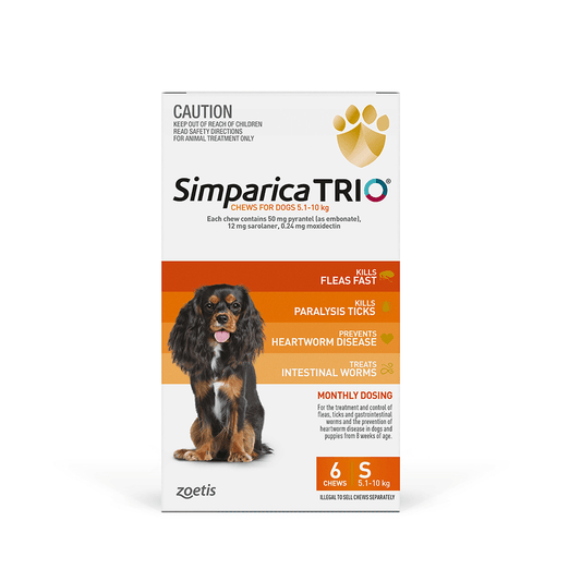 SIMPARICA TRIO 5.1-10KG (Orange) 6 Pack - DE Pet