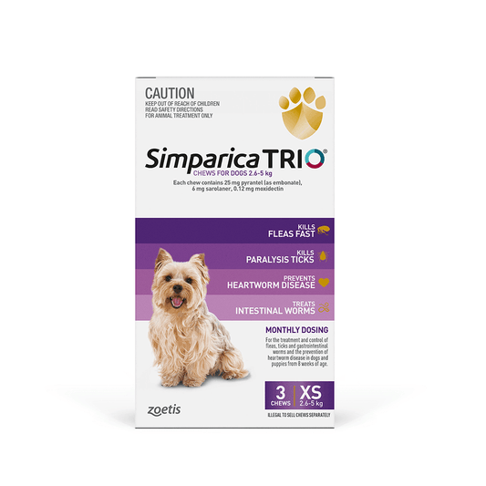 SIMPARICA TRIO  2.6-5KG (Purple) 3 Pack - DE Pet