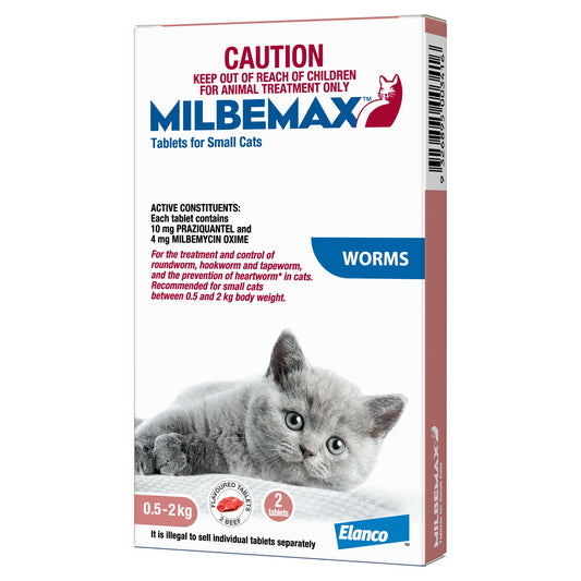 MILBEMAX - Allwormer Tablets for Small Cats Up To 2kg - 20 Tablets
