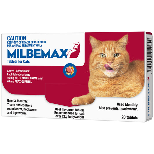 MILBEMAX - Allwormer Tablets for Large Cats Over 2kg - 20 Tablets