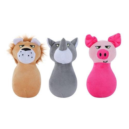 PLUSH SQUEAKY ANIMAL HEAD - DE Pet