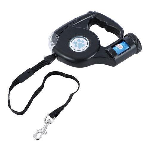 MULTIFUNCTIONAL RETRACTABLE 5M LEAD WITH LIGHT & PUPU BAGS - DE Pet