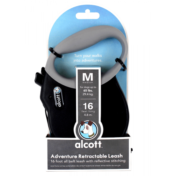 ALCOTT - Adventure Retractable Leash Black 4.8M - DE Pet