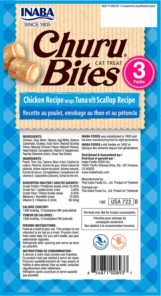 INABA - Churu Bites Chicken Wraps With Tuna & Scallop - DE Pet