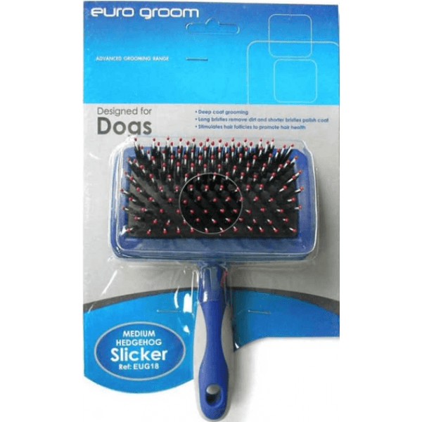 EURO GROOM - Dog Hedgehog Slicker Medium Red Tip - DE Pet