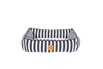 MOG AND BONE - Bolster Dog Bed - Navy Hampton Stripe Print - DE Pet