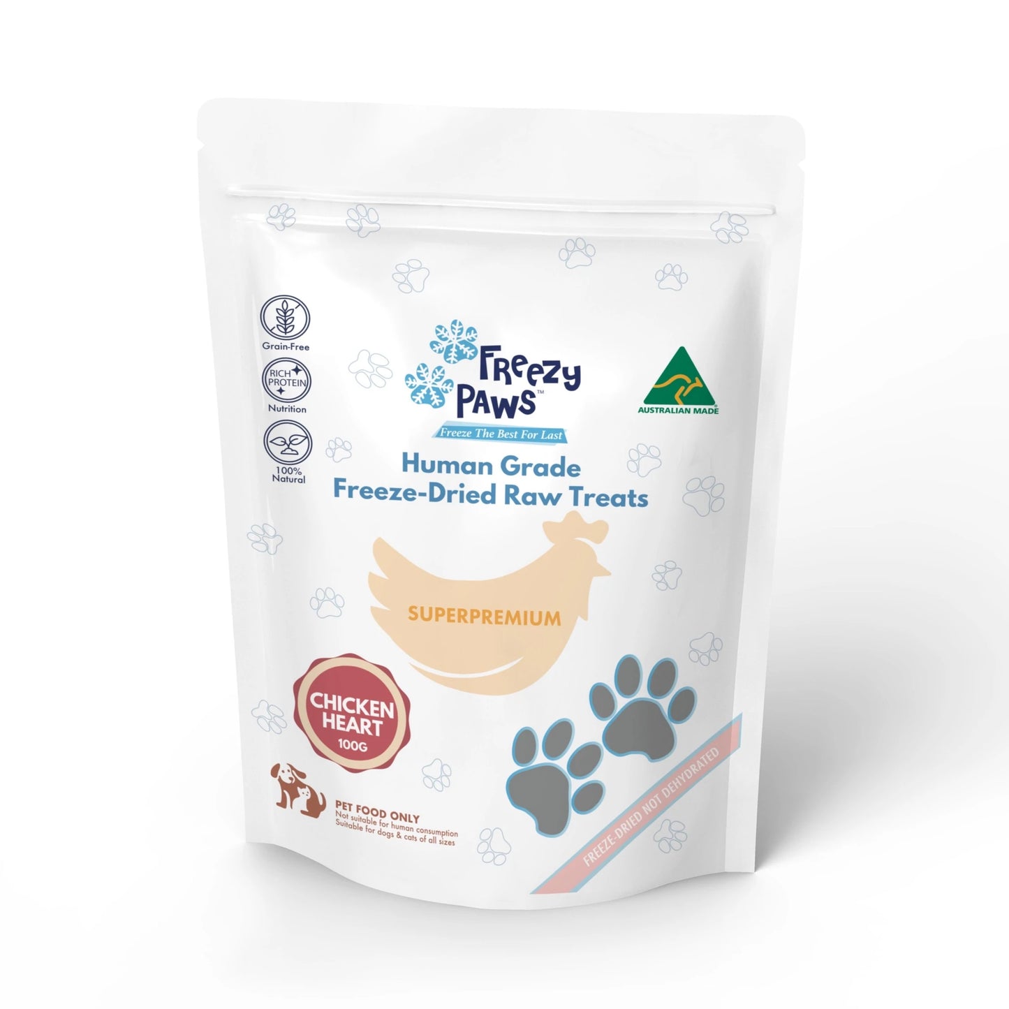 FREEZY PAWS - Freeze Dried Chicken Heart Raw Treats - DE Pet