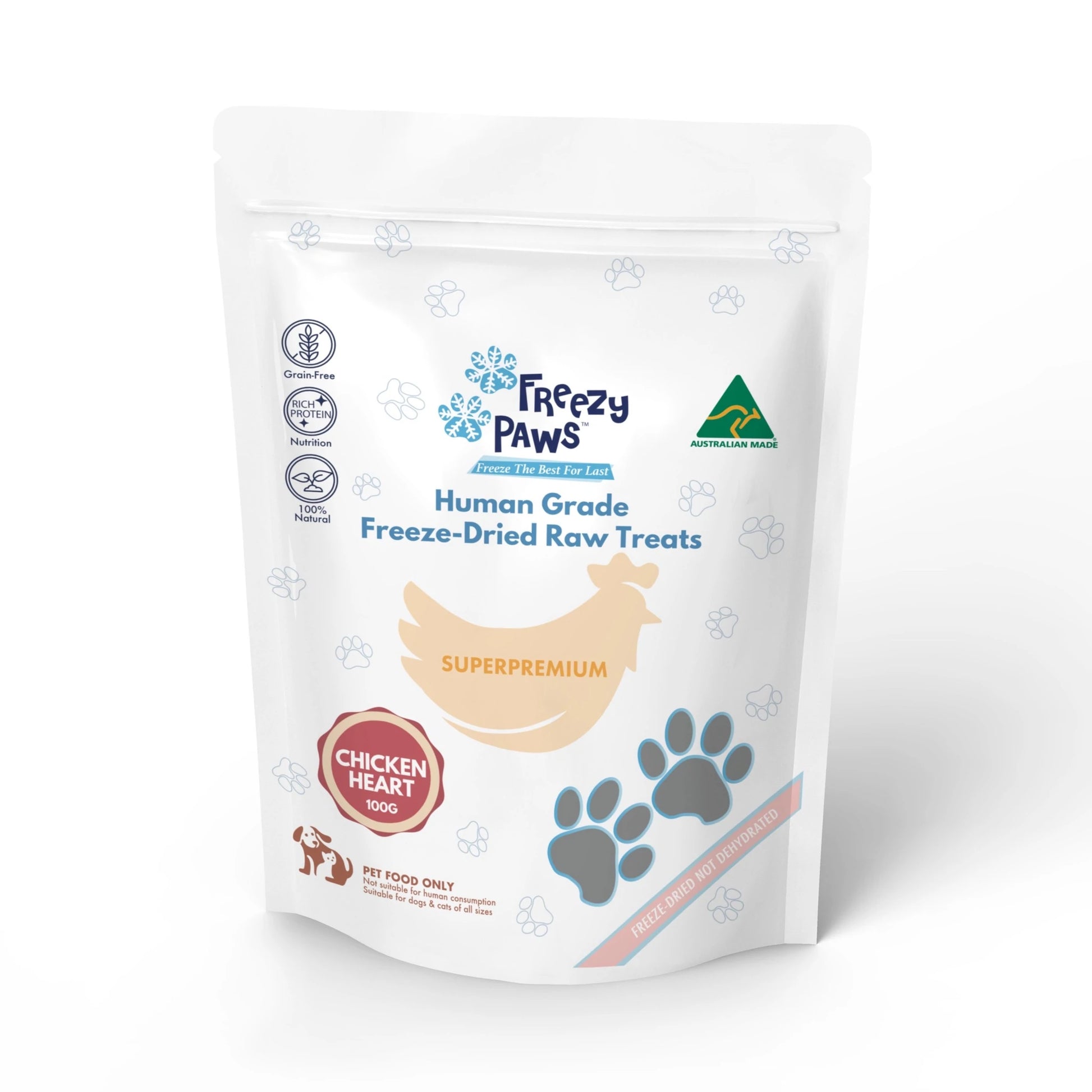 FREEZY PAWS - Freeze Dried Chicken Heart Raw Treats - DE Pet