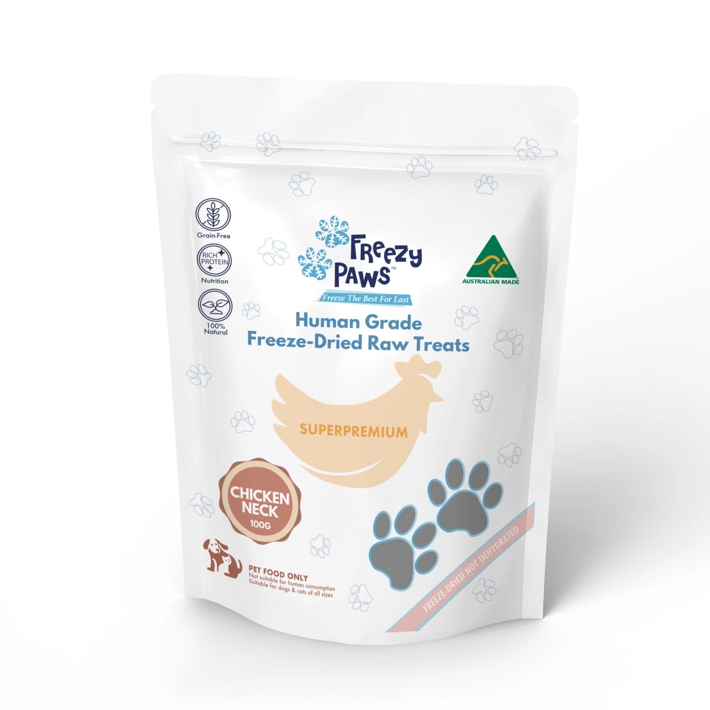 FREEZY PAWS - Freeze Dried Chicken Neck Raw Treats - DE Pet