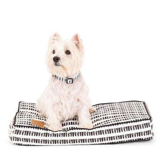 MOG AND BONE - Classic Cushion Dog Bed - Black Mosaic Print - DE Pet