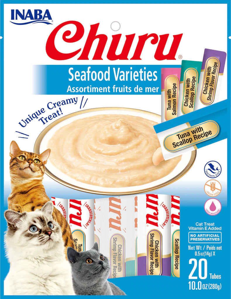 INABA - Churu Puree Seafood Varieties 20packs x 14g - DE Pet