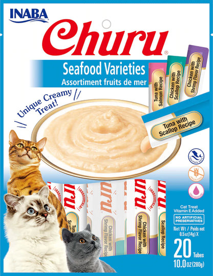 INABA - Churu Puree Seafood Varieties 20packs x 14g - DE Pet