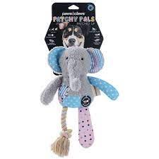 PATCHY PALS PLUSH PET TOY WITH ROPE ELEPHANT - DE Pet