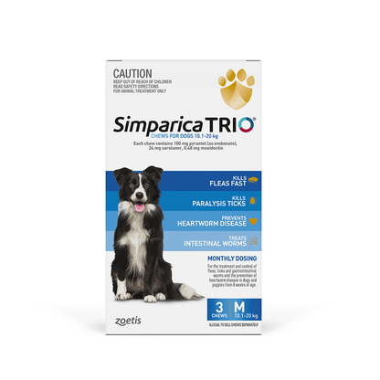 SIMPARICA TRIO 10.1-20KG (Blue) 3 Pack - DE Pet